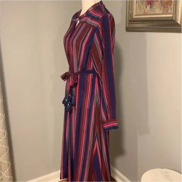 Figue Elena Long-Sleeve Multi-Striped Dress Size M NWOT - Picture 6 of 12